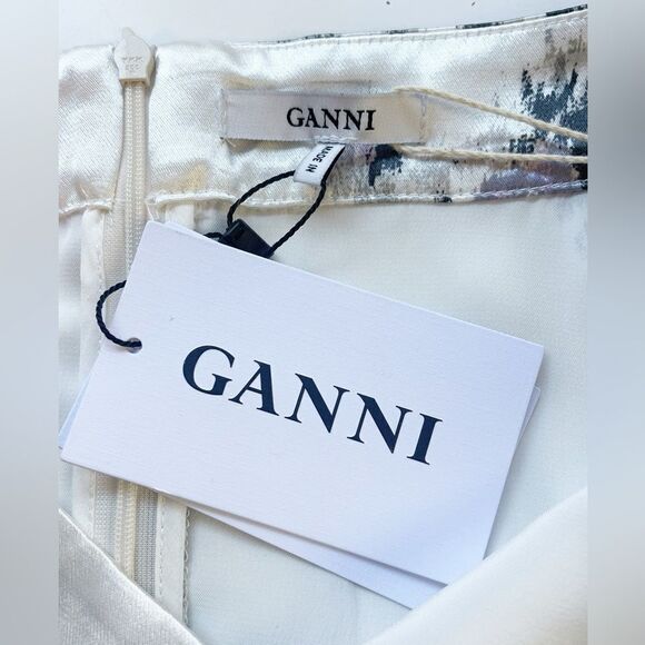 Ganni Cameron Floral Asymmetric Satin Midi Skirt. 36/ small - Picture 5 of 8